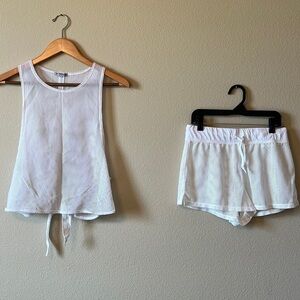 Bikini mesh top and shorts set coverup